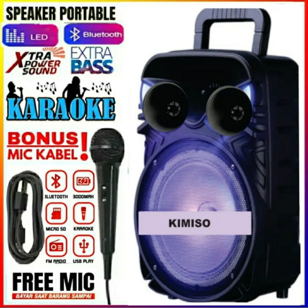 Speaker Bluetooth Kimiso Km-3381 Subwoofer aktif Speaker Bluetooth 6.5Inc Super Besar Speaker Kimiso