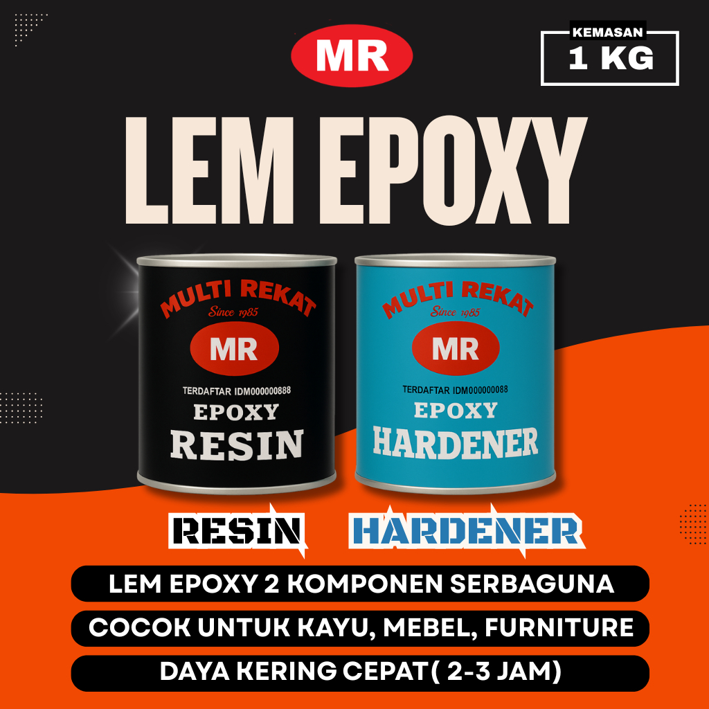 Lem EPOXY Resin Hardener MR Kemasan Kaleng 1 Kg