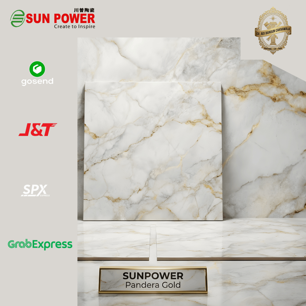SUNPOWER KERAMIK LANTAI 50X50 PANDERA GOLD GLOSSY