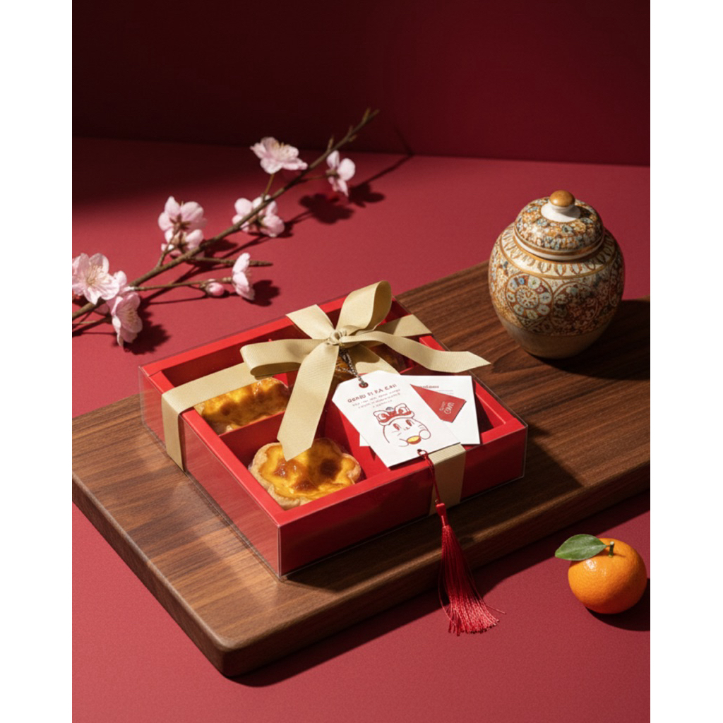 CNY HAMPERS EGG TART BENTUK BUNGA ISI 4 HARMONY SET
