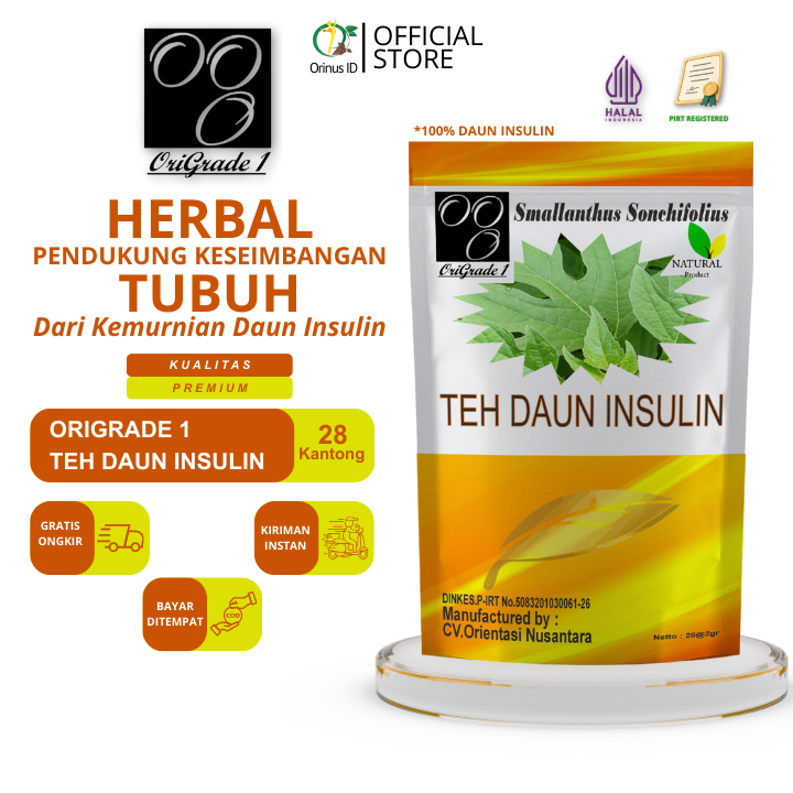 Teh Daun Insulin Diabetes ORI Grade 1 Original 28 Kantong Teh Celup Herbal Murni Premium