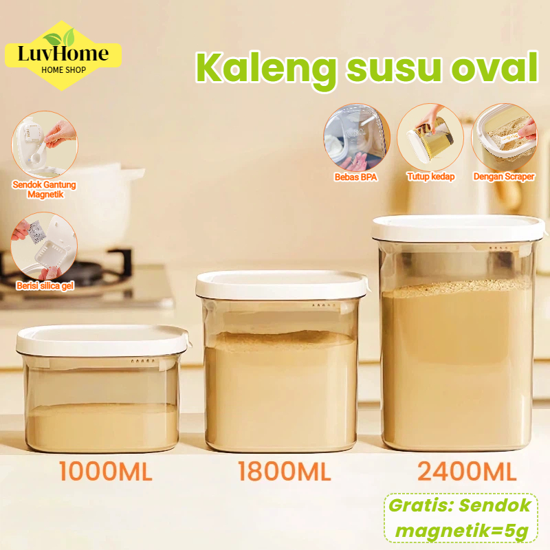 LuvHome Tempat Susu 2400ml=1KG Bubuk Bayi Wadah Susu Toples Makanan Vacuum Sealed Box Kotak Penyimpa