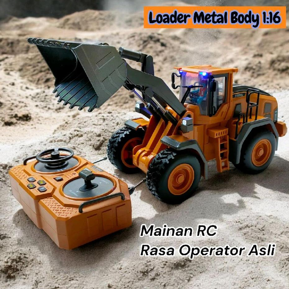 Mainan Rc alat berat truck loader remote control LED metal Anak rc loader ts4805
