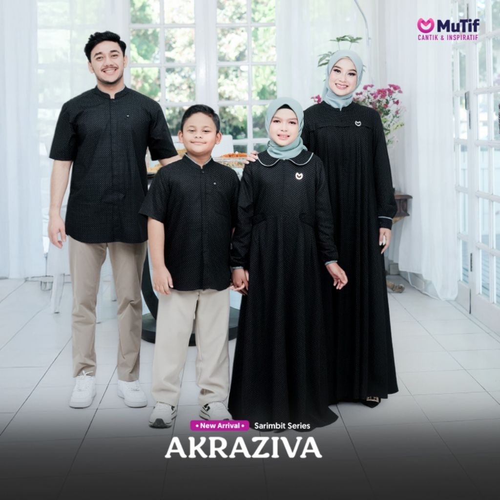 AKRAZIVA Baju Couple Family Hitam | Sarimbit Lebaran Keluarga Modern Premium