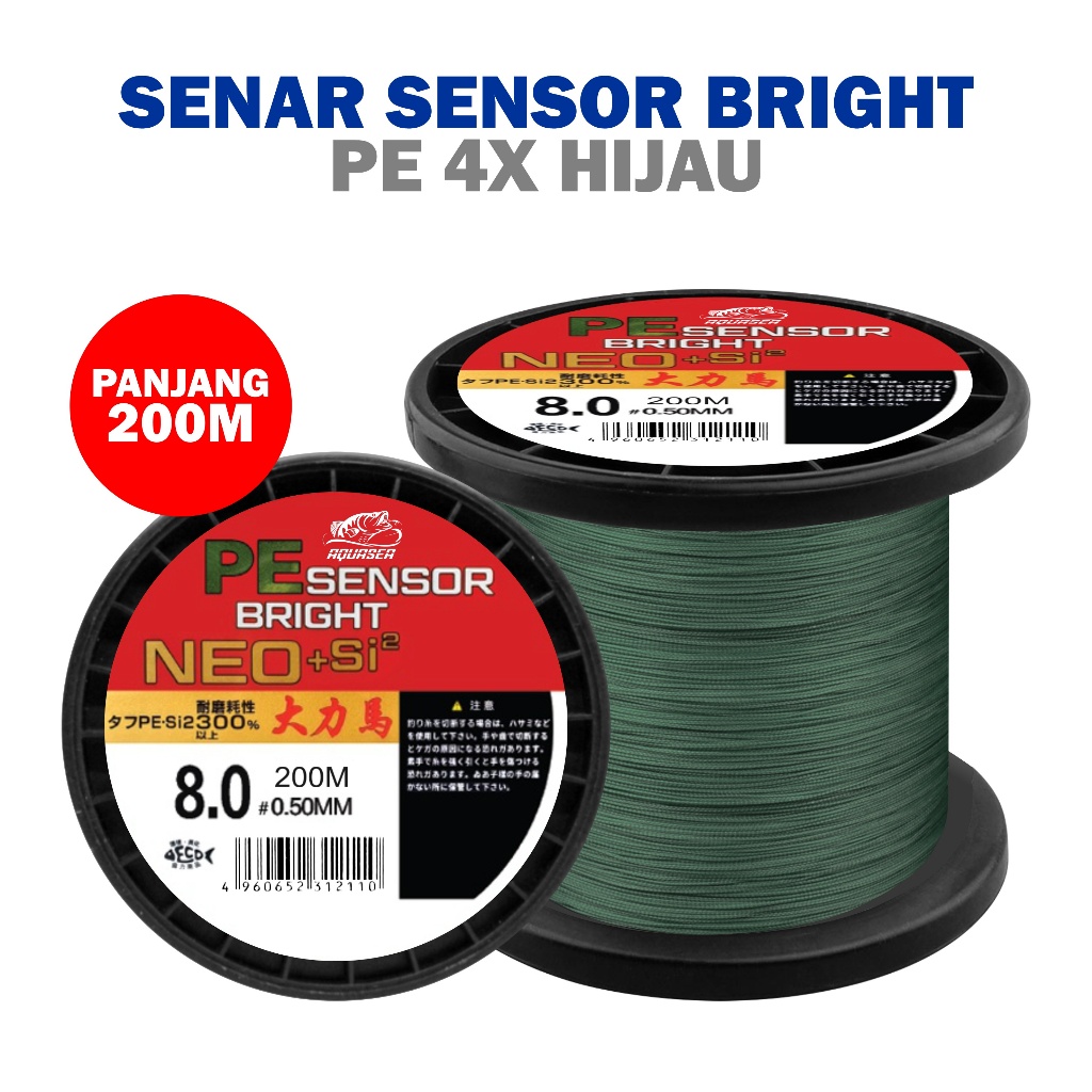 Zona Pancing - Tali Pancing Sensor Bright Hijau 200m Pancing PE  NEO+si2 Jepang  Pancing Kuat & Taha