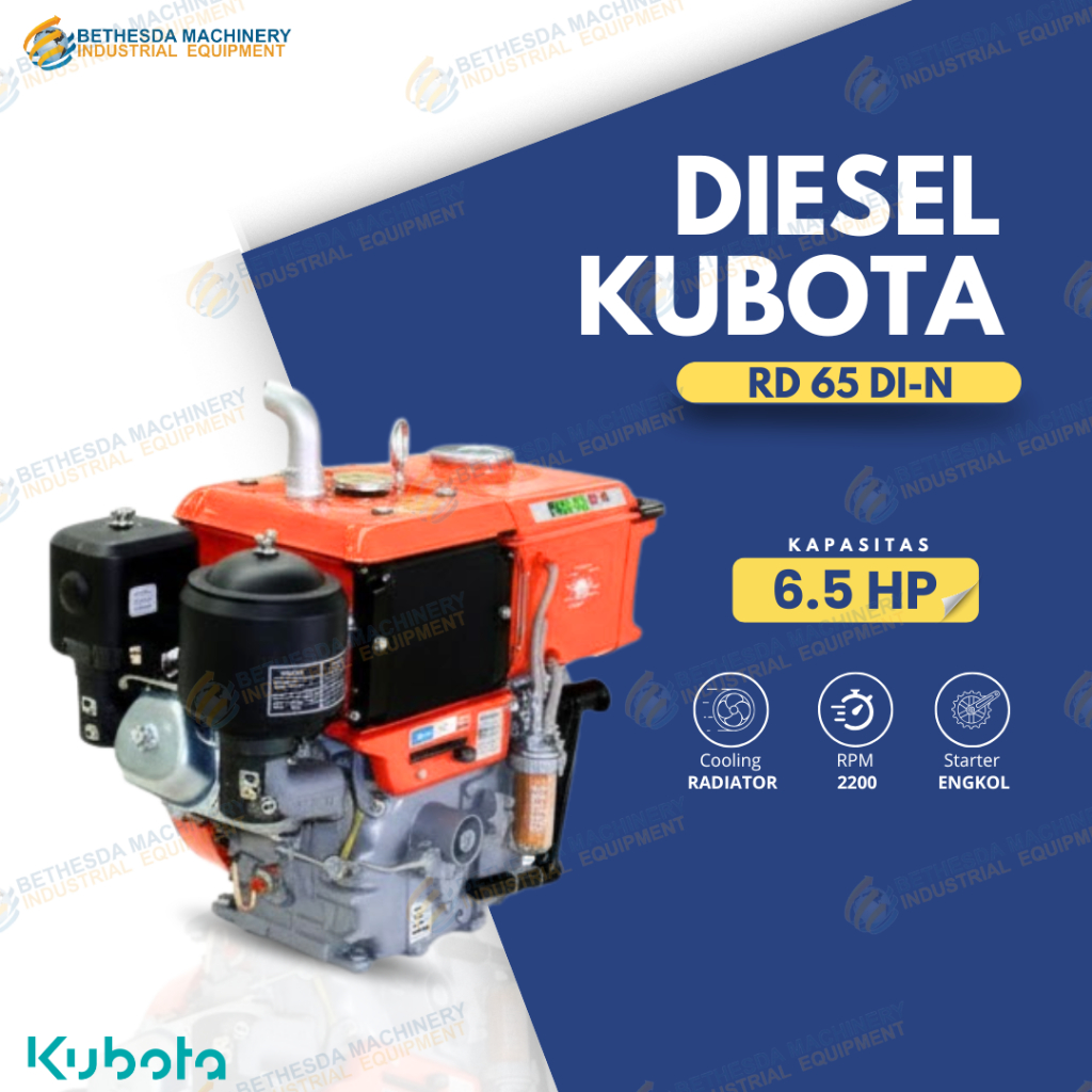 Mesin Diesel Penggerak 6.5HP Kubota RD 65 DI-N radiator 6.5PK