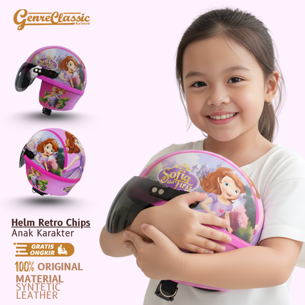 ANAK HELM RETRO LUCU USIA 1-5 TAHUN KAREAKTER UNTUK ANAK PEREMPUAN BERKUALITAS