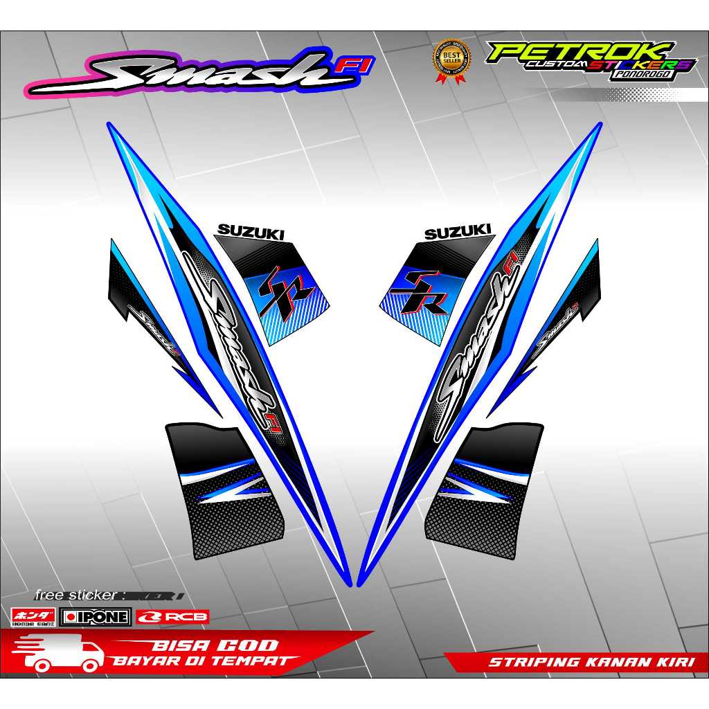 STRIPING VARIASI SUZUKI SMASH FI SR/ STIKER LIST MOTOR SUZUKI SMASH FI