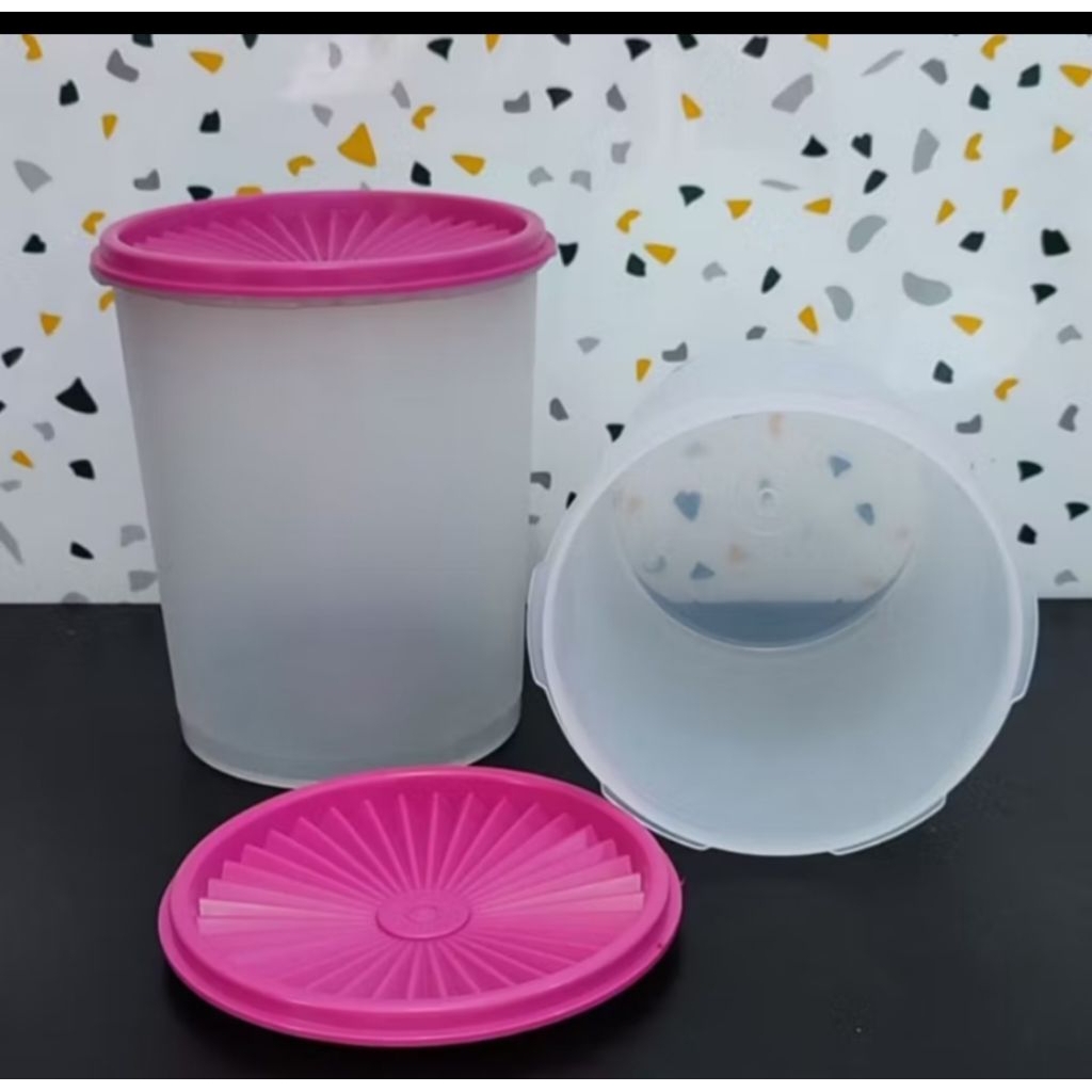 Toples Deco Canister 1,9 L Tutup Matahari Pink Tupperware Baru