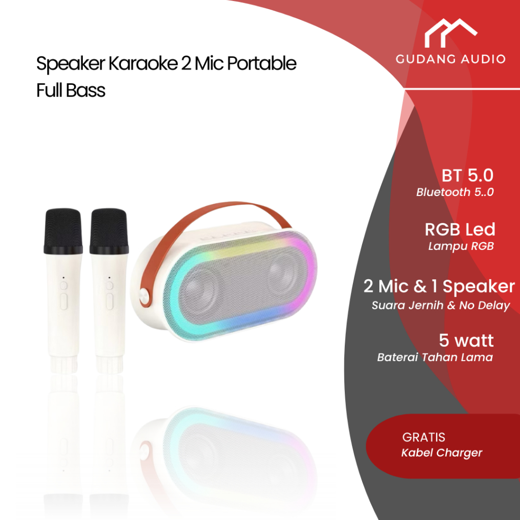 2 Mic Speaker Bluetooth Mini Tanpa Kabel Portable Wireless Karaoke Set