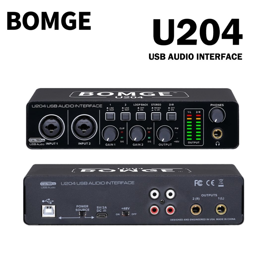 BOMGE U204 USB Audio Interface Bekas masih mulus Recording Mic Preamplifier XLR Guitaris, Vocalis, P