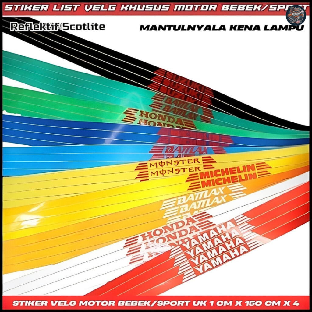 STIKER VELG/LIST VELG khusus MOTOR BEBEK/SPORT Reflektif/Nyala Kena Lampu