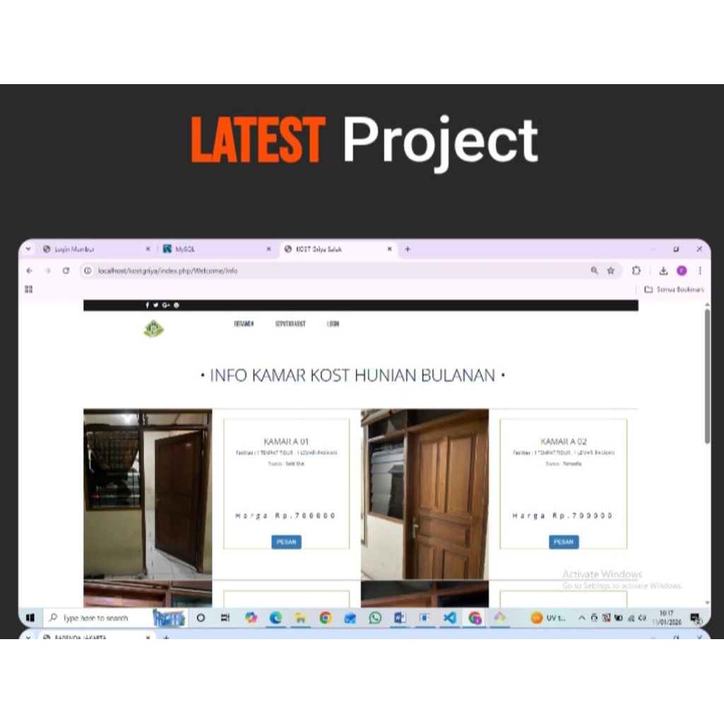 Source code website pemesanan kost