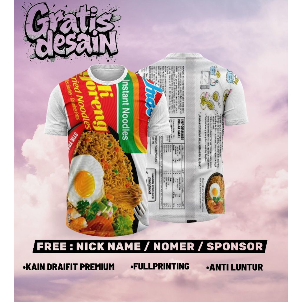 Baju Kaos INDOMIE Mie Goreng Fullprinting