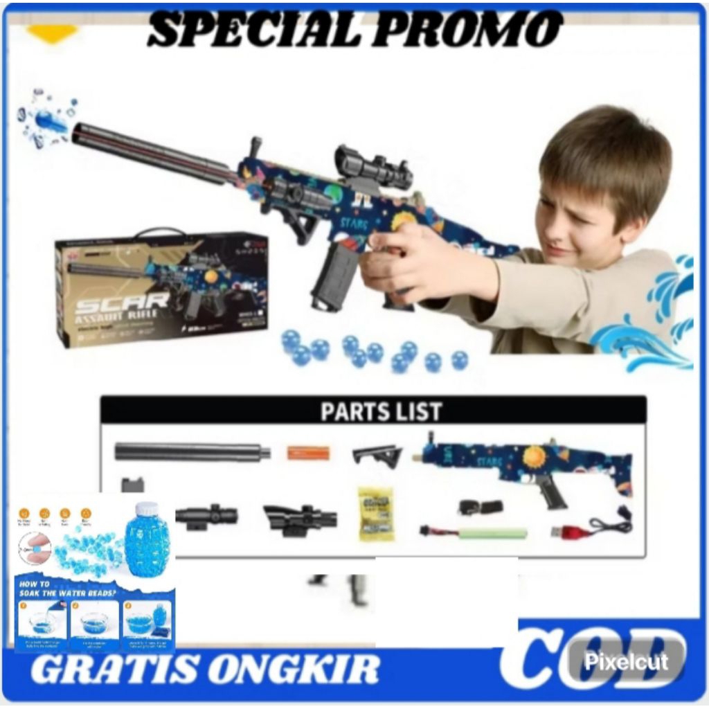Mainan Anak Luar Ruangan Water Gell Eletrick ABS SNI/MAINAN PISTOL PISTOLAN TEMBAK TEMBAKAN  ANAK LA