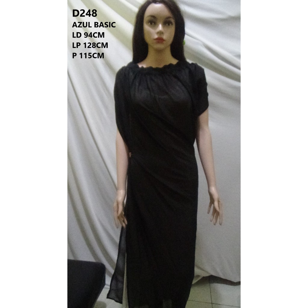 Azul Basic D248 Maxi Dress Hitam Layered Style - Elegant Long Dress