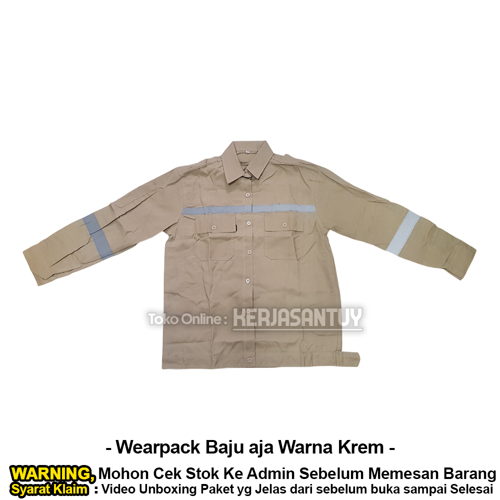 Wearpack Safety Atasan aja Warna Krem / Baju Coverall Kerja Proyek Lengan Panjang Uk M L XL XXL