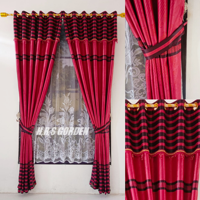 Gorden Jendela Pintu Panjang 230cm Model Poni Tempel Minimalis Tidak Menerawang Gorden Hotel