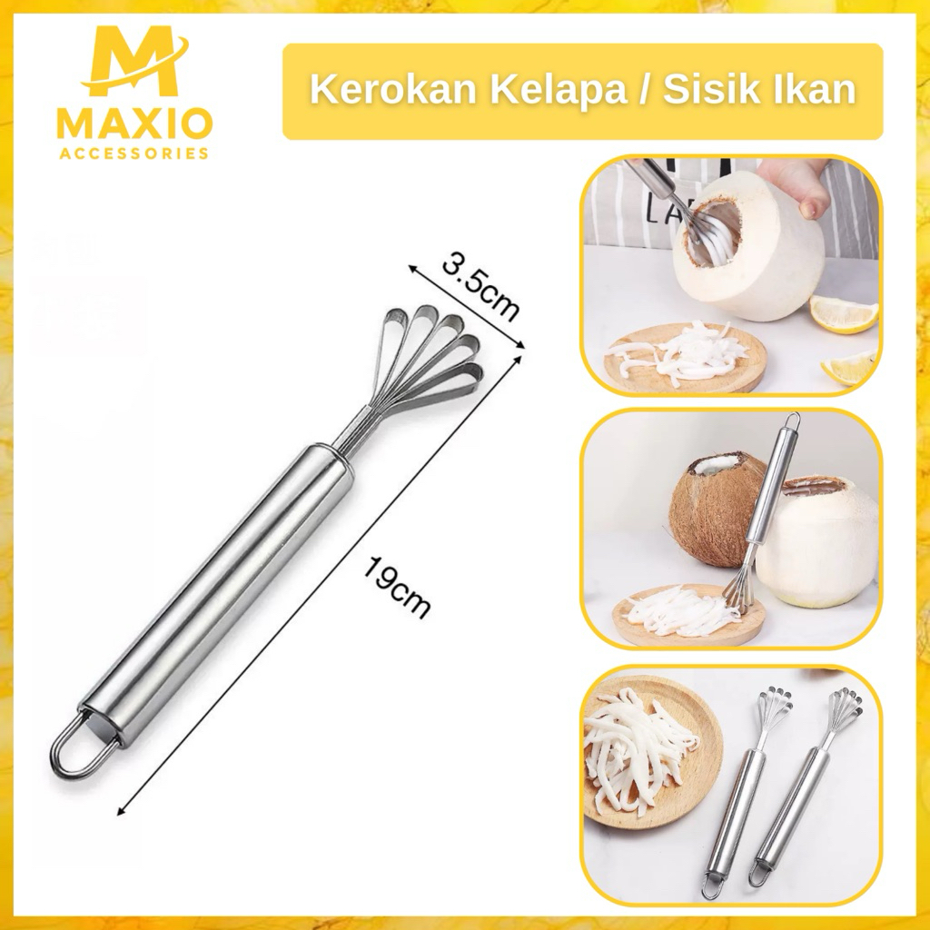 MA Alat Kerokan Kelapa Muda Melon Pepaya Pembersih Sisik Ikan Stainless Steel Coconut Shaver Fruit P