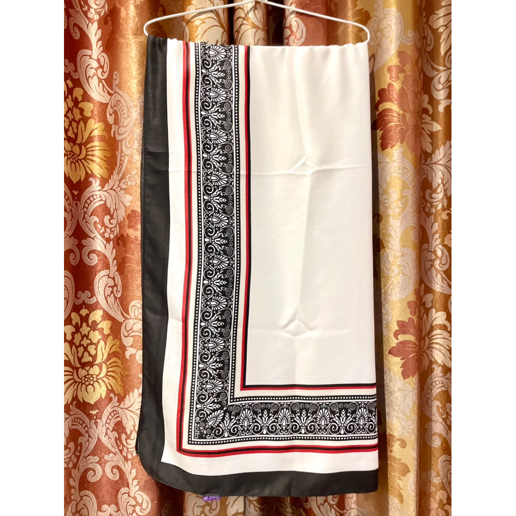 New Kerudung Segi Empat Elzatta Hijab Palestina Hitam Putih Print