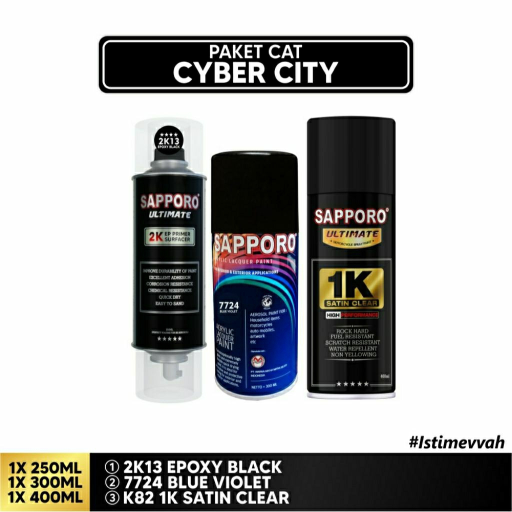 #MAU# Cat Semprot Sapporo Ultimate Paket Lengkap Cyber City (2K13,7724,K82) Warna Bunglon Chameleon 