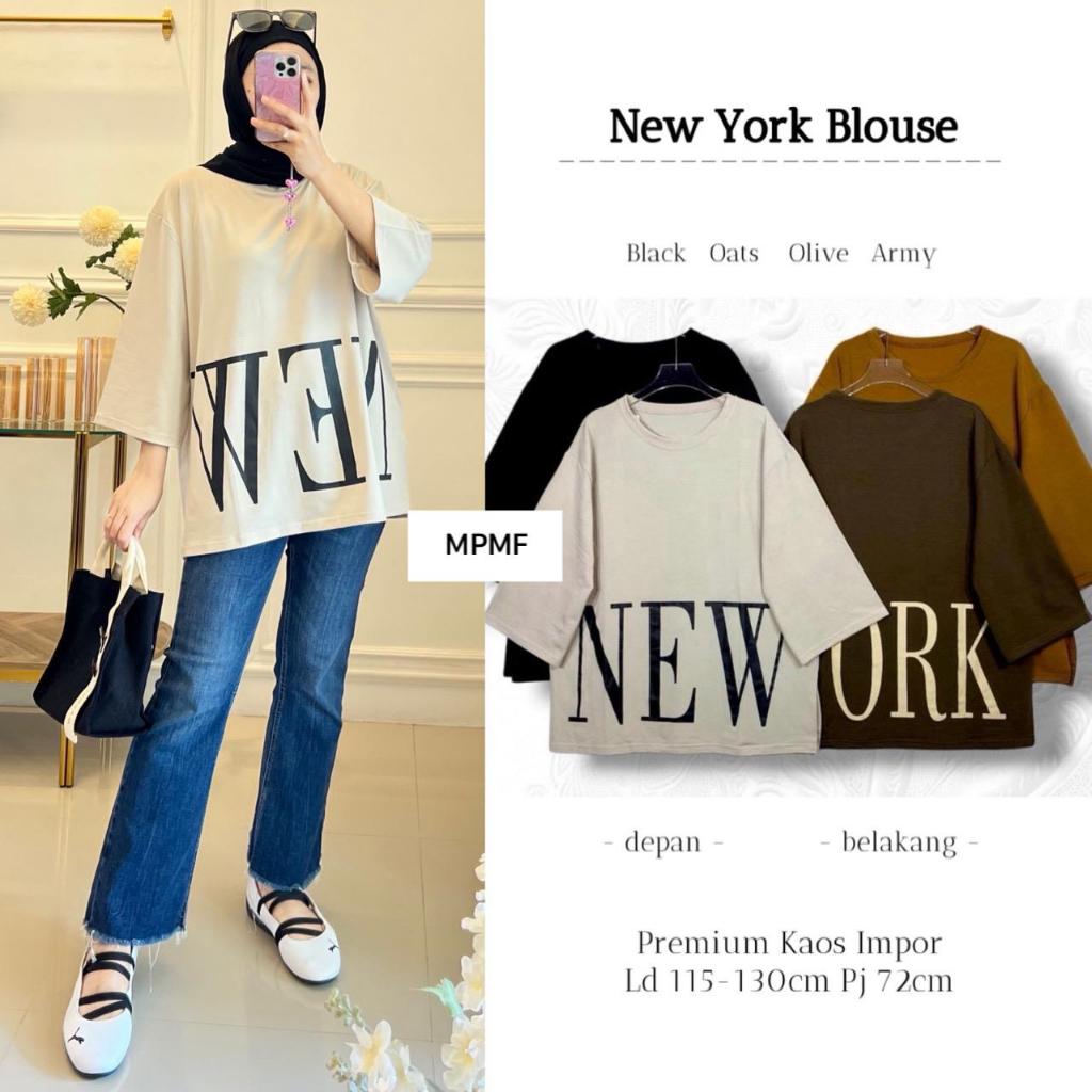 NY Blouse Oversize Wanita Dewasa Kekinian Bahan Kaos Import Premium LD 115-130