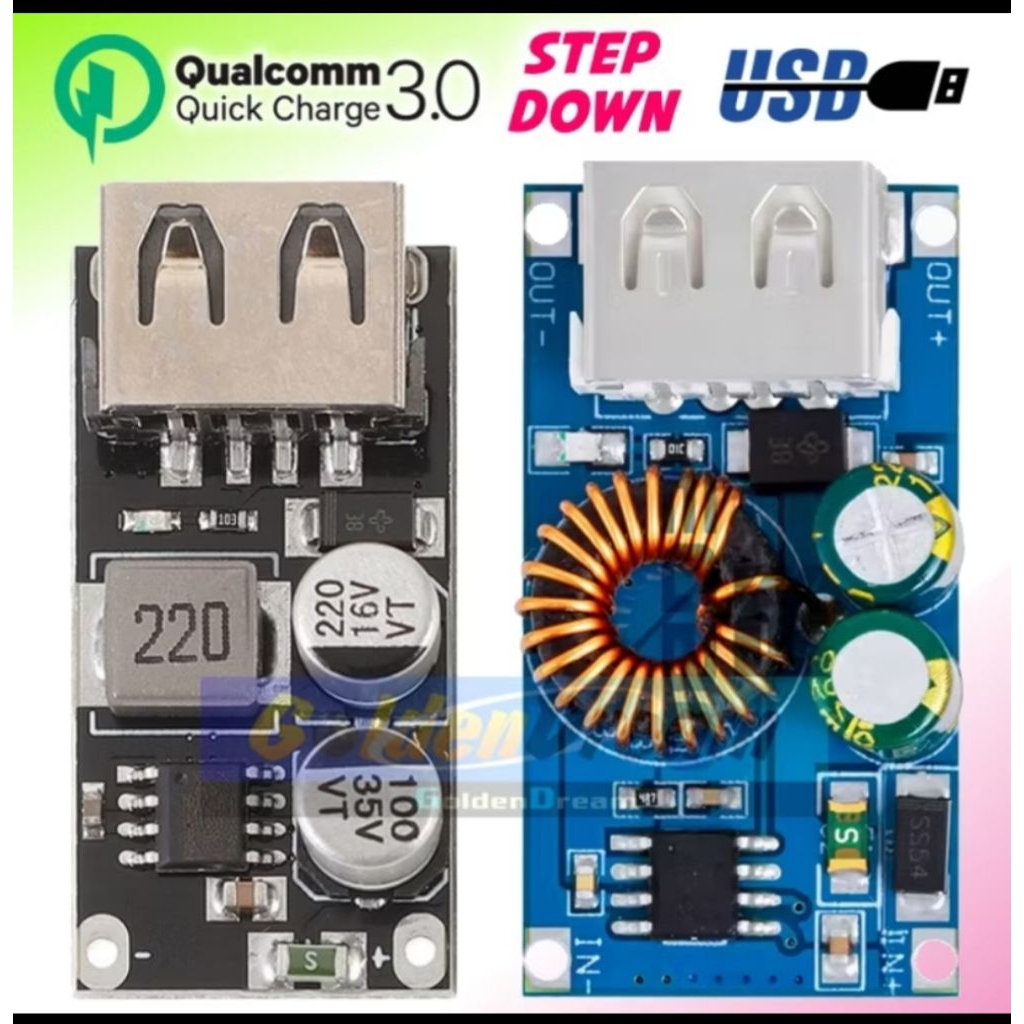 Fast Charger QC 3.0 Stepdown USB Input 6v-32v