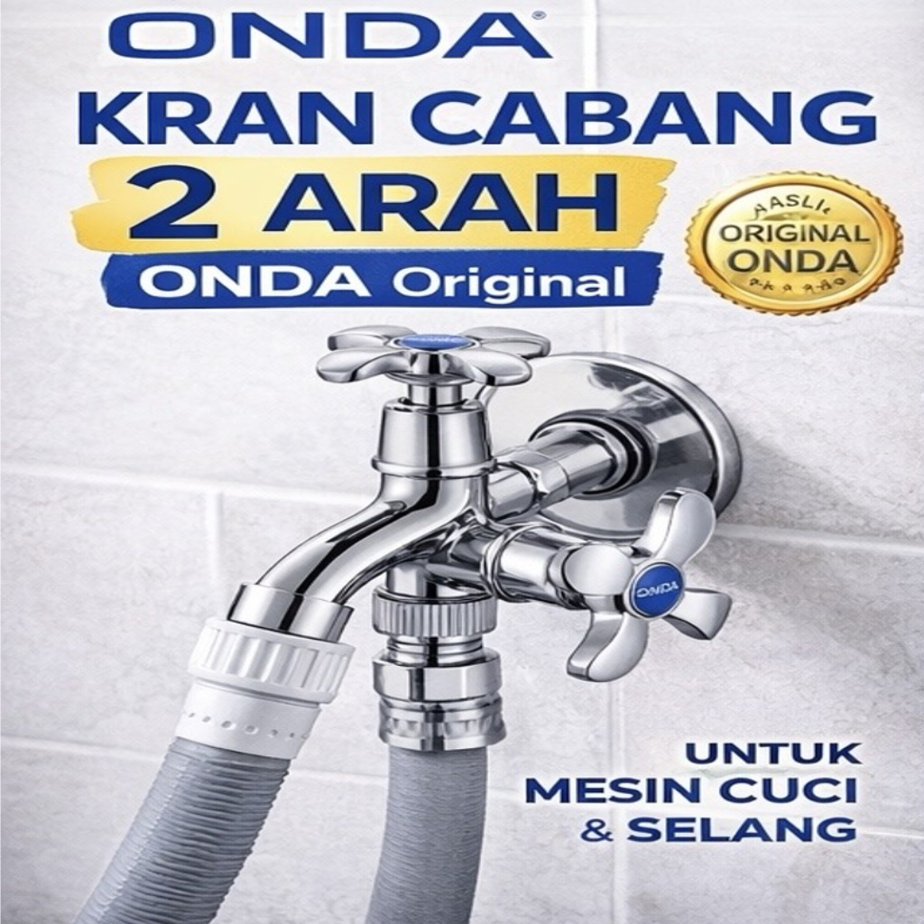 Kran Cabang ONDA K 407 MH Original | Kran Air 2 Arah Kuningan Anti Bocor Mesin Cuci