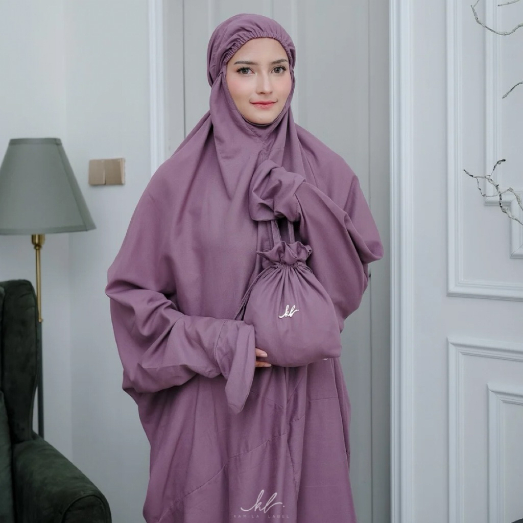 KAMILA LABEL - Mukena Dewasa Terusan Katun Terompah Premium Polos Nabila Series