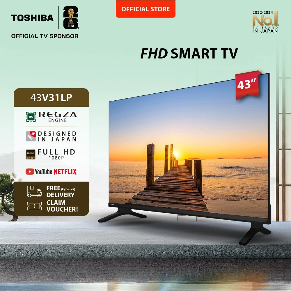 TOSHIBA Smart TV 43V31LP LED 43 Inch Full HD Bezel Less Vidaa FHD