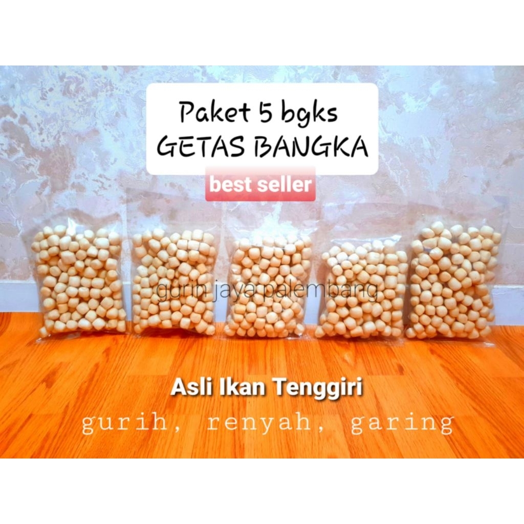Paket GETAS Bangka 5bgks(900gr) Asli Ikan Tenggiri - Super Renyah bikin nagih - Gurih Oleh Oleh khas