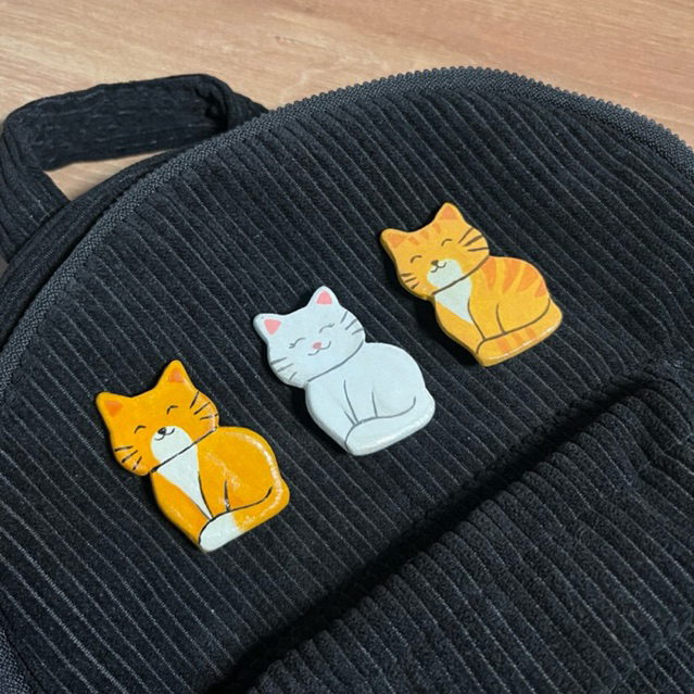 CLAY PIN CUSTOM CAT handmade air dry clay pin tas kucing lucu