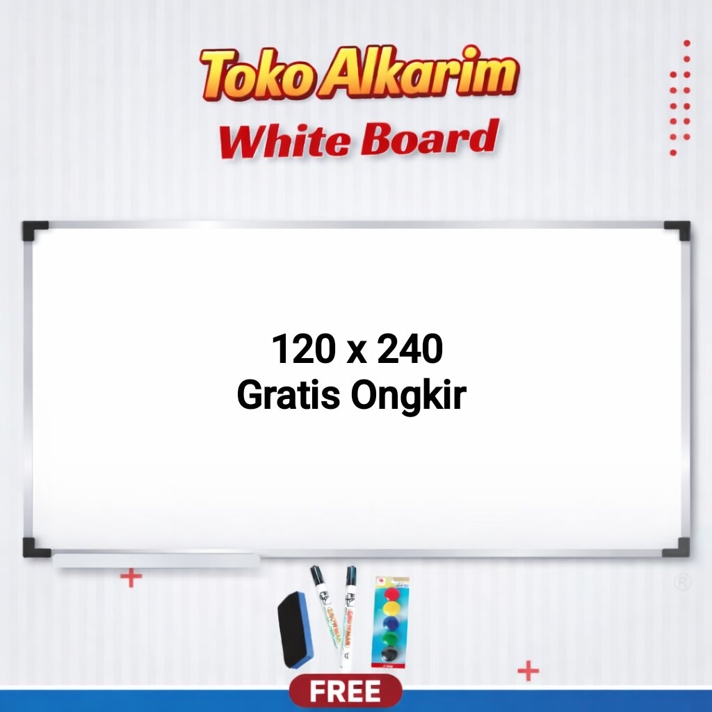 Gratis ongkir White board besar 240 x 120 cm Papan tulis 120 x 240 cm magnet