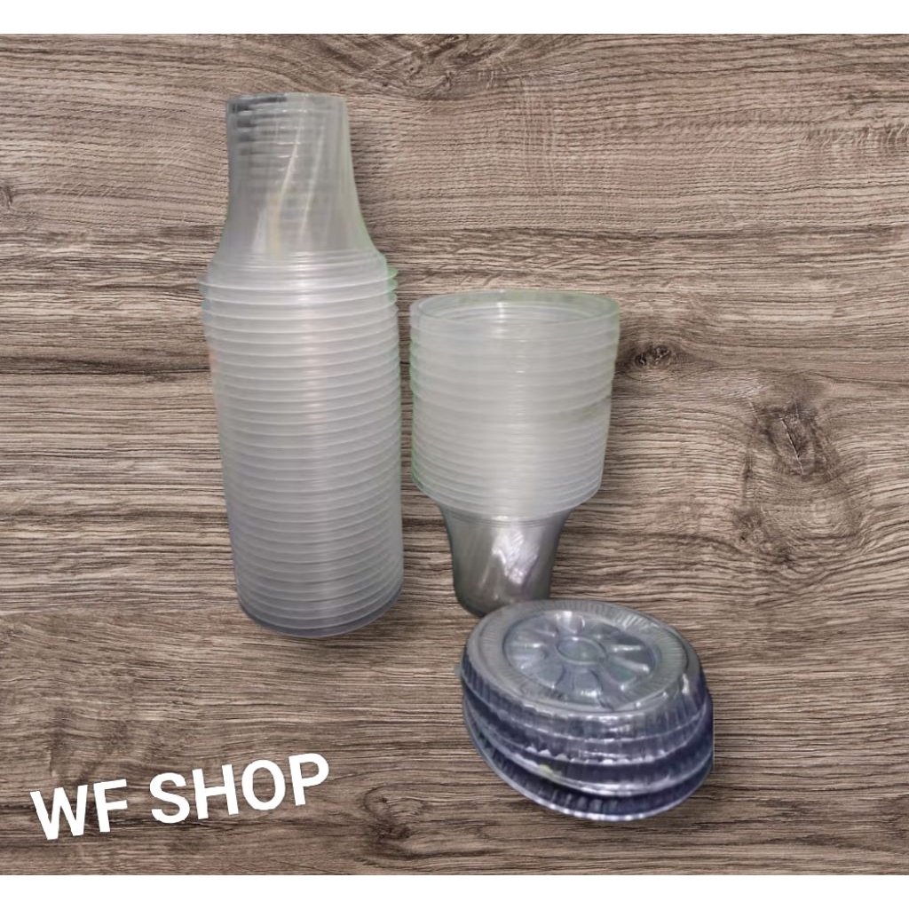 Gelas jasuke  ice-cream 120ml+ ttp+sdk Isi 50set Gelas Jasuke Ice Cream Puding Jelly es krim