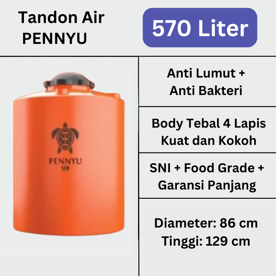Tandon Tangki Toren Air Penyu 500 Liter 570 Liter Anti Lumut Kuat Lapisan Tebal Berkualitas