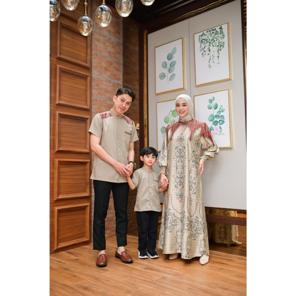 Pamungkas Collection Sarimbit Adiva & Adnan Gamis Bahan Mirabela Silk Kemeja Bahan Toyobo Sarimbit 2