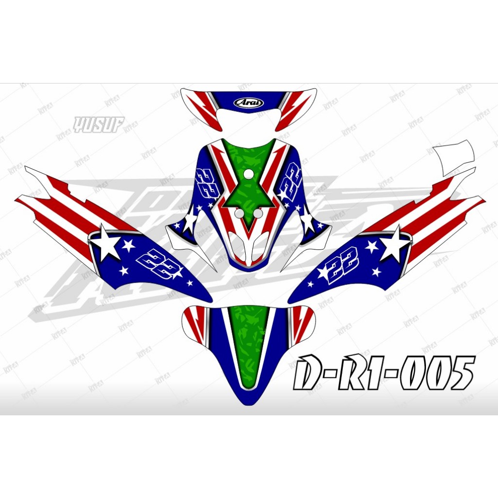 Decal Mio Smile Stiker Mio Lama Biru Hitam full body