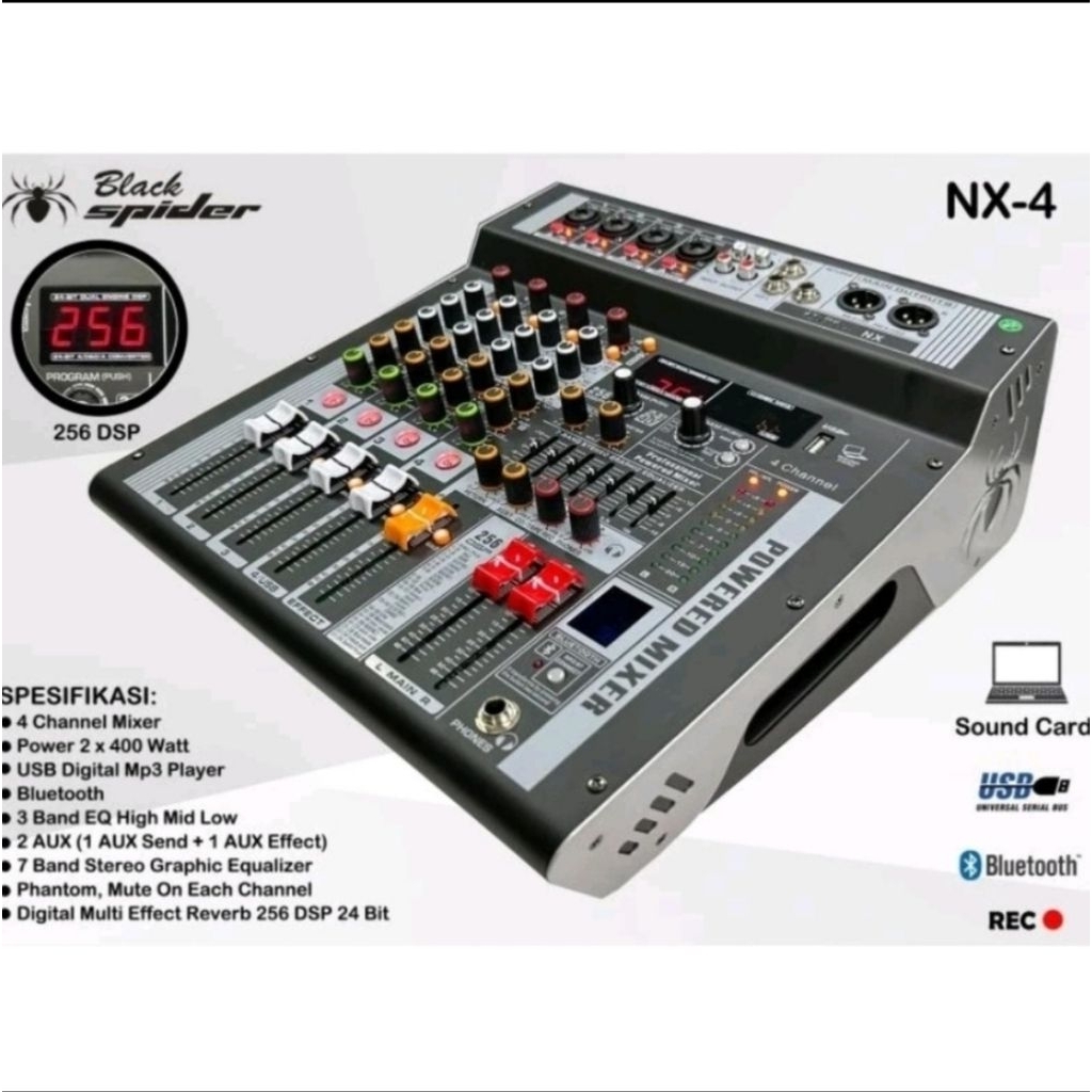 MIXER BLACK SPIDER NX4 MIXER 4 CHANNEL NX 4