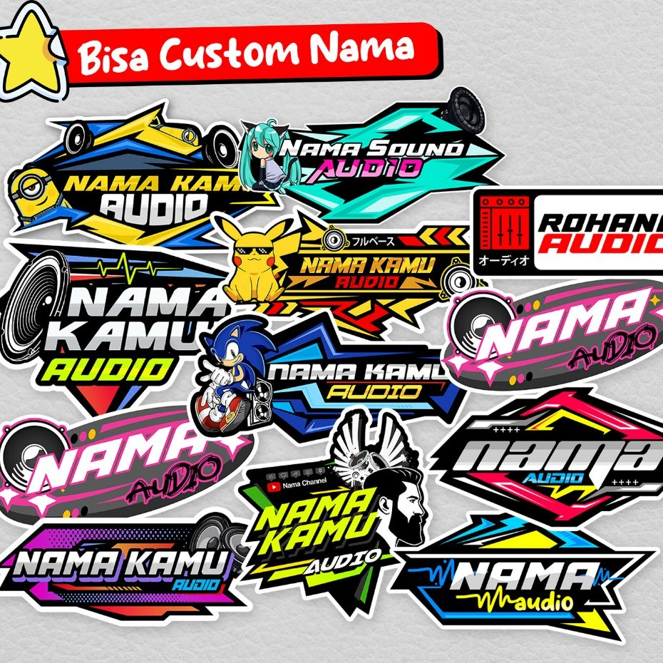 Heishaka Stiker Audio Custom Nama Logo Sticker Sound System Musik Youtube Channel Spt Brewog Bahan V