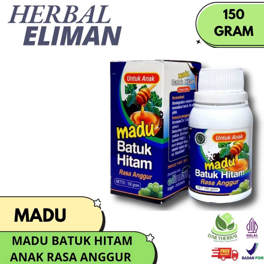 ELIMAN - Madu Batuk Anak Eliman Rasa Anggur 150gr