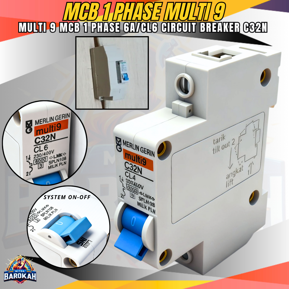 Multi9 MCB 1P 6A Circuit Breaker C32N / MCB 1 Phase 6 Ampere Multi9 Pemutus Arus Listrik MCB Multi9 