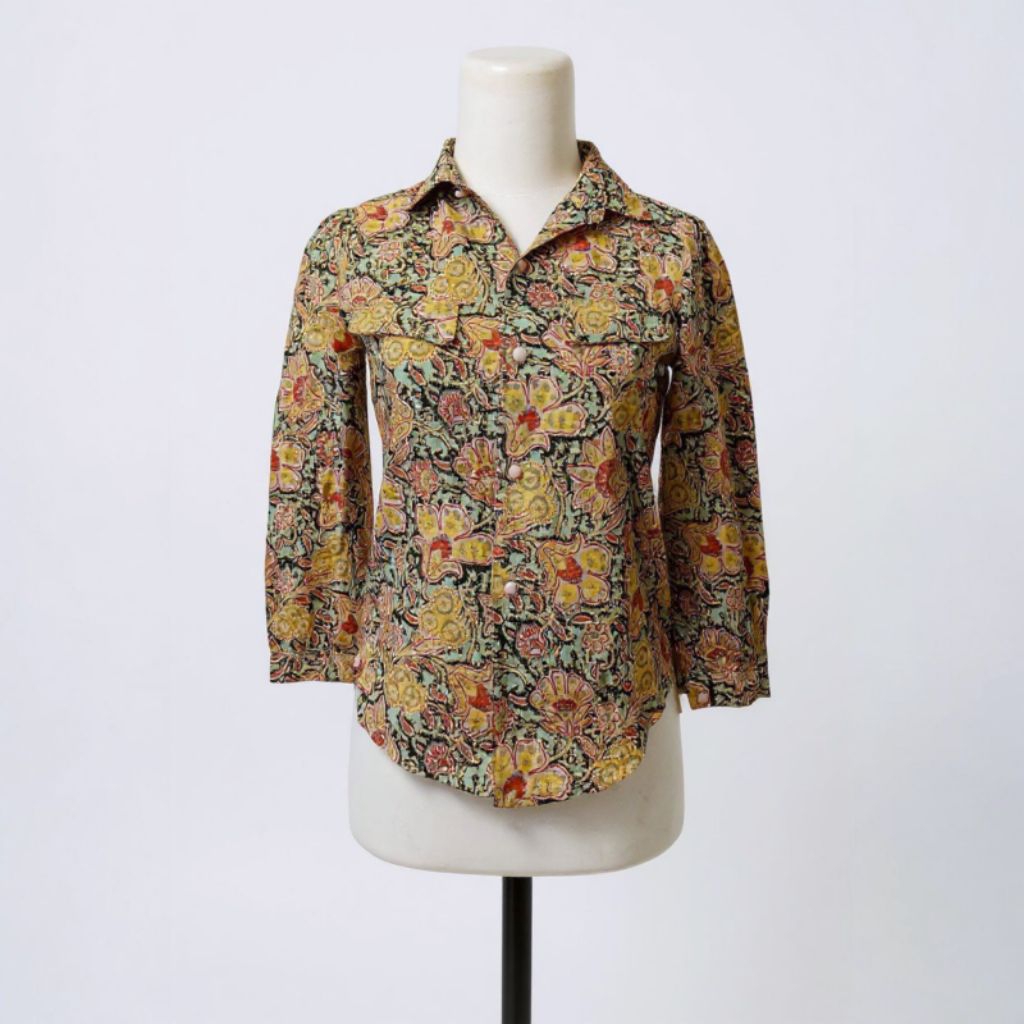 Kemeja Wanita Hawaiian Vintage - Kemeja Motif Bunga Full Print