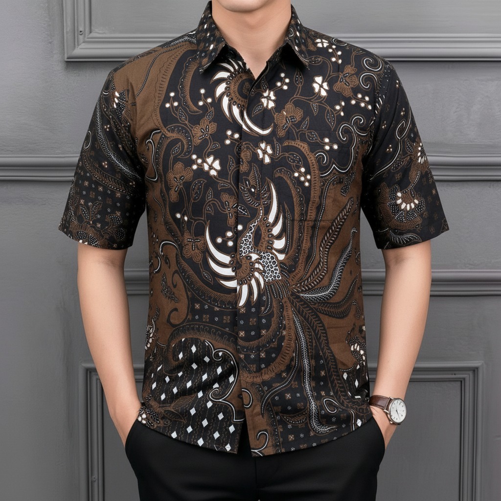 Raw And Denim Kemeja Batik Pria Lengan Pendek