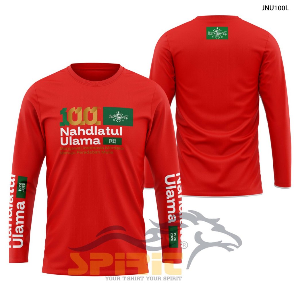 Baju Harlah Nahdlatul Ulama 1 Abad 2026 Lengan Panjang Katun 24s Sablon DTF Premium Pria Wanita