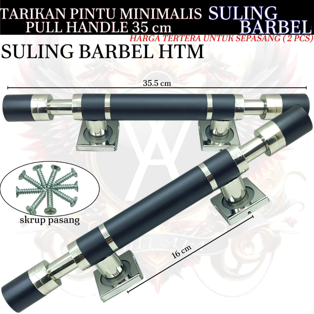 Pull Handle Pintu Minimalis gagang pintu 2 /pintu kupu tarung barbel stainless hitam