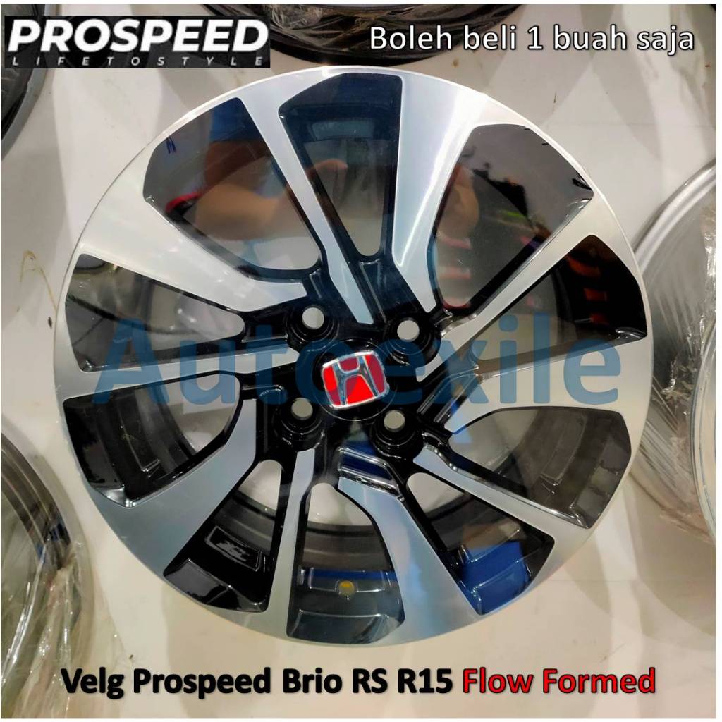 Prospeed Velg Brio RS (Satuan) 2019 2020 2021 2022 Ring 15 inch 15x6.0 4x100 ET+42 Hitam Black Polis