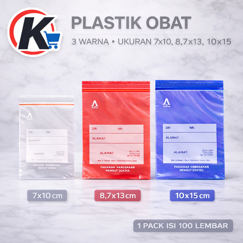 Plastik Klip Obat Uk 7x10 cm | 8,7x13 cm | 10x15 cm isi 100 lembar/pack - Grosir - Varian Biru, Mera