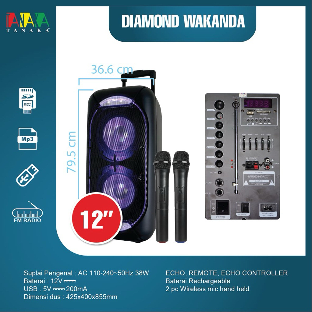 Speaker Portable Diamond Wakanda 12 Tanaka