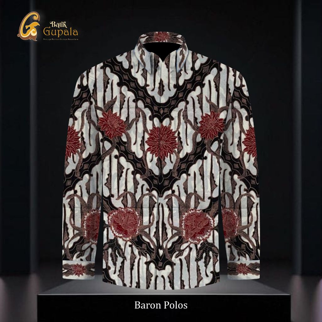 Gupala Batik - Kain Kemeja Batik Tulis Sutra Baron Polos - Motif ParangKembang warna Putih