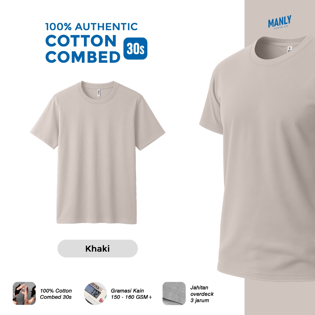 KAOS KHAKI POLOS PREMIUM COMBED 30S